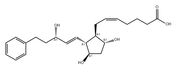 (Z)-7-((1R,2R,3R,5R)-3,5-dihydroxy-2-((S,E)-3-hydroxy-5-phenylpent-1-en-1-yl)cyclopentyl)hept-5-enoic acid 化学構造式