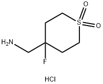 4-(aminomethyl)-4-fluoro-1lambda6-thiane-1,1-dione hydrochloride Struktur