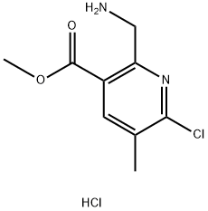 Methyl 2-(aminomethyl)-6-chloro-5-methylnicotinate hydrochloride 化学構造式