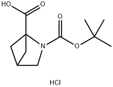 2-Azabicyclo[2.1.1]hexane-1,2-dicarboxylic acid, 2-(1,1-dimethylethyl) ester, hydrochloride (1:1) 化学構造式