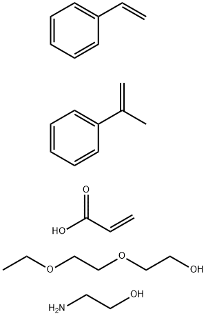 2-Propenoic acid, polymer with ethenylbenzene and (1-methylethenyl)benzene, 2-(2-ethoxyethoxy)ethyl ester, compd. with 2-aminoethanol 结构式