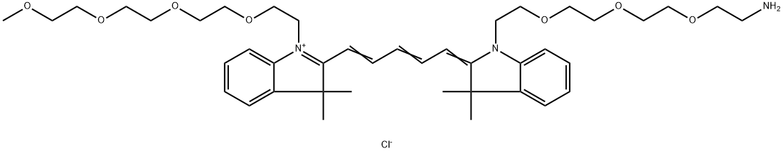 N-(m-PEG4)-N'-(amino-PEG3)-Cy5 Structure