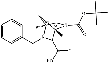 (1R,4R)-REL-2-苄基-5-(叔丁氧羰基)-2,5-二氮杂二环[2.2.1]庚烷-3-羧酸 结构式