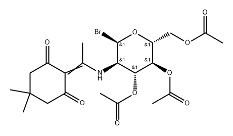 .alpha.-D-Glucopyranosyl bromide, 2-deoxy-2-1-(4,4-dimethyl-2,6-dioxocyclohexylidene)ethylamino-, 3,4,6-triacetate 结构式