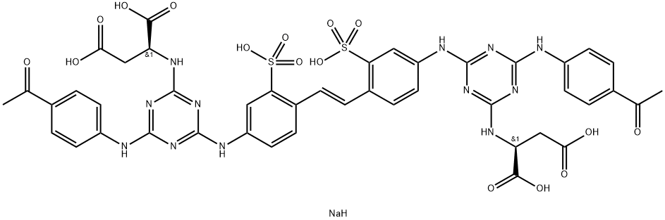 N,N'-[(1,E)-1,2-Ethenediylbis[(3-sulfo-4,1-phenylene)imino[6-[(4-acetyl  phenyl)amino]-1,3,5-triazin-4,2-diyl]]]bis L-aspartic acid, hexasodium salt 结构式