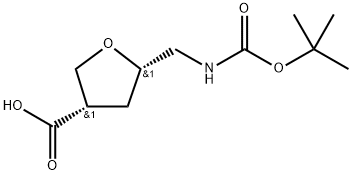 RAC-(3R,5R)-5-({[(TERT-BUTOXY)CARBONYL]AMINO-}METHYL)氧烷-3-CARBOXYLIC ACID 结构式