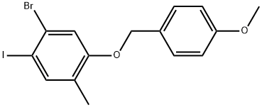 1-Bromo-2-iodo-5-[(4-methoxyphenyl)methoxy]-4-methylbenzene 结构式