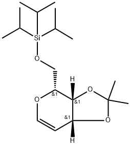 D-arabino-Hex-5-enitol, 2,6-anhydro-5-deoxy-3,4-O-(1-methylethylidene)-1-O-[tris(1-methylethyl)silyl]- Struktur