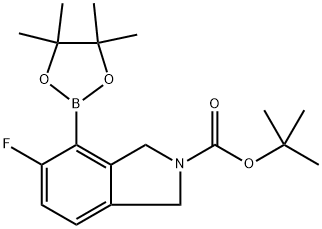 tert-Butyl 5-fluoro-4-(4,4,5,5-tetramethyl-1,3,2-dioxaborolan-2-yl)isoindoline-2-carboxylate Struktur