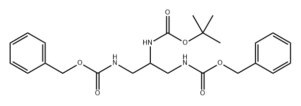 [2-benzyloxycarbonylamino-1-(benzyloxycarbonylaminomethyl)ethyl]carbamic acid tert-butyl ester 化学構造式