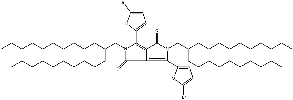 Pyrrolo[3,4-c]pyrrole-1,4-dione, 3,6-bis(5-bromo-2-thienyl)-2,5-bis(2-decyldodecyl)-2,5-dihydro-,2135311-42-9,结构式