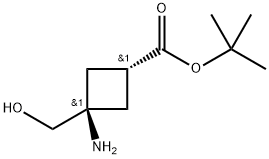 tert-butyl (1r,3r)-3-amino-3-(hydroxymethyl)cyclobutane-1-carboxylate Struktur