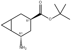 trans-5-Amino-bicyclo[4.1.0]heptane-3-carboxylic acid tert-butyl ester Struktur