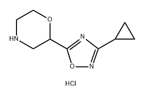 2-(3-cyclopropyl-1,2,4-oxadiazol-5-yl)morpholine hydrochloride 化学構造式