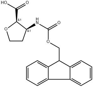 rac-(2R,3S)-3-({[(9H-fluoren-9-yl)methoxy]carbonyl}amino)oxolane-2-carboxylic acid, cis Structure