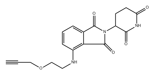 2-(2,6-dioxopiperidin-3-yl)-4-((2-(prop-2-yn-1-yloxy)ethyl)amino)isoindoline-1,3-dione 化学構造式