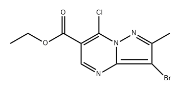 ethyl 3-bromo-7-chloro-2-methylpyrazolo[1,5-a]pyrimidine-6-carboxylate 结构式