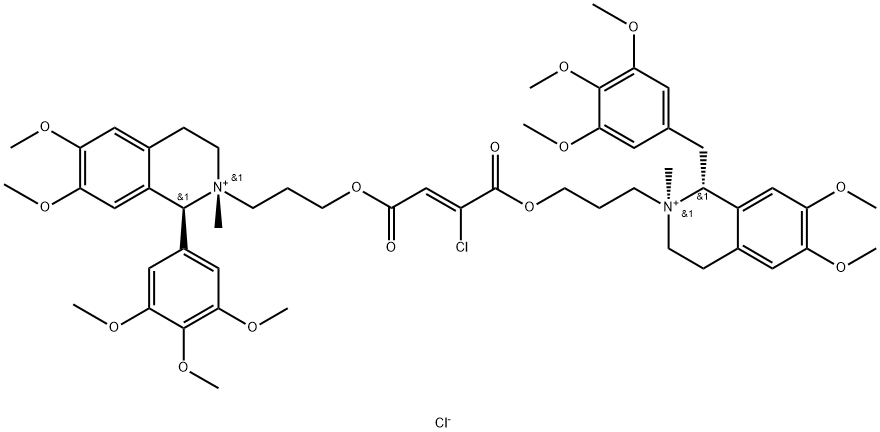 Isoquinolinium, 2-[3-[[(2Z)-2-chloro-1,4-dioxo-4-[3-[(1S,2R)-1,2,3,4-tetrahydro-6,7-dimethoxy-2-methyl-1-(3,4,5-trimethoxyphenyl)isoquinolinio]propoxy]-2-butenyl]oxy]propyl]-1,2,3,4-tetrahydro-6,7-dimethoxy-2-methyl-1-[(3,4,5-trimethoxyphenyl)methyl]-, chloride (1:2), (1R,2S)- Structure