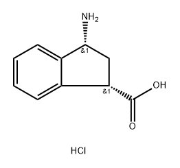 1H-Indene-1-carboxylic acid, 3-amino-2,3-dihydro-, hydrochloride (1:1), (1S,3R)- Structure