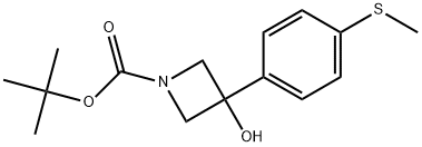 1,1-Dimethylethyl 3-hydroxy-3-[4-(methylthio)phenyl]-1-azetidinecarboxylate 化学構造式