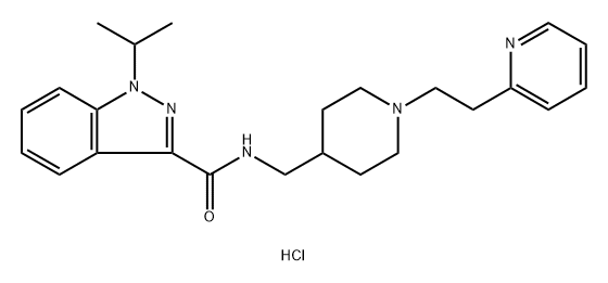 1H-Indazole-3-carboxamide, 1-(1-methylethyl)-N-[[1-[2-(2-pyridinyl)ethyl]-4-piperidinyl]methyl]-, hydrochloride (1:1) Structure