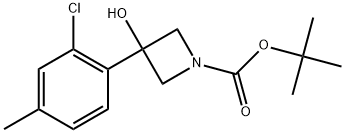 1,1-Dimethylethyl 3-(2-chloro-4-methylphenyl)-3-hydroxy-1-azetidinecarboxylate 化学構造式