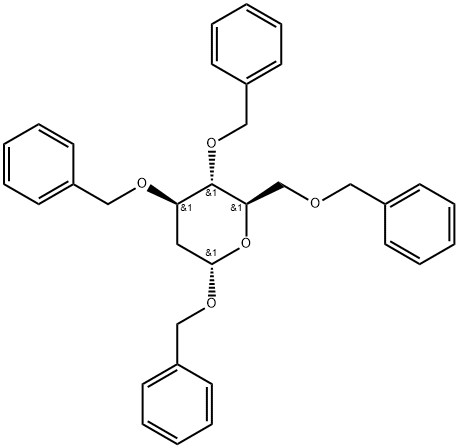 benzyl (3,4,6-tri-O-benzyl-2-deoxy-α-D-glucopyranoside) Structure