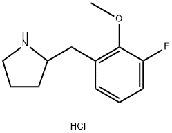 2-[(3-fluoro-2-methoxyphenyl)methyl]pyrrolidine hydrochloride 化学構造式