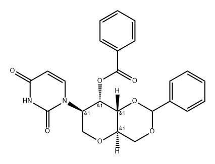 1,5-Anhydro-3-O-benzoyl-4,6-O-benzylidene-2-deoxy-2-(uracil-1-yl)-D-altro-hexitol 结构式