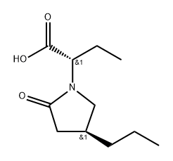 1-Pyrrolidineacetic acid, α-ethyl-2-oxo-4-propyl-, (αS,4S)- Struktur