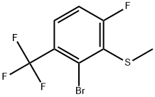 (2-Bromo-6-fluoro-3-(trifluoromethyl)phenyl)(methyl)sulfane 化学構造式