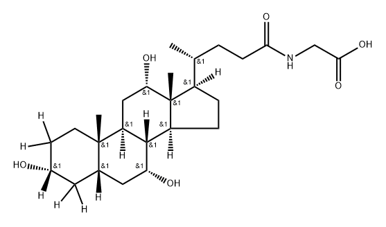 Glycine, N-[(3α,5β,7α,12α)-3,7,12-trihydroxy-24-oxocholan-24-yl-2,2,3,4,4-d5]-,2170091-95-7,结构式