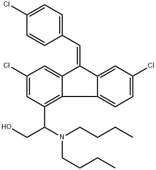 9H-Fluorene-4-ethanol, 2,7-dichloro-9-[(4-chlorophenyl)methylene]-β-(dibutylamino)-, (9Z)- Struktur