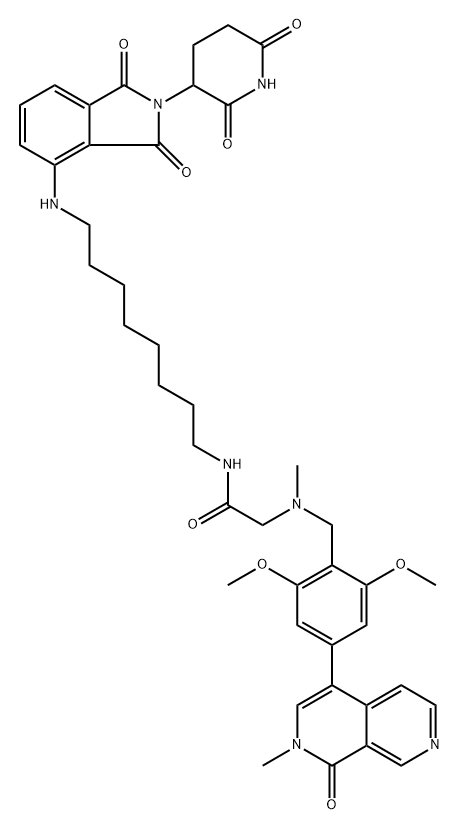 Acetamide, 2-[[[4-(1,2-dihydro-2-methyl-1-oxo-2,7-naphthyridin-4-yl)-2,6-dimethoxyphenyl]methyl]methylamino]-N-[8-[[2-(2,6-dioxo-3-piperidinyl)-2,3-dihydro-1,3-dioxo-1H-isoindol-4-yl]amino]octyl]- Struktur