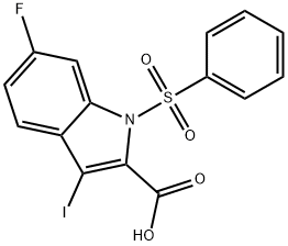 1-(benzenesulfonyl)-6-fluoro-3-iodo-1H-indole-2-carboxylic acid Struktur