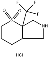 7a-(trifluoromethyl)-octahydro-1lambda6-thiopyrano[2,3-c]pyrrole-1,1-dione hydrochloride Structure