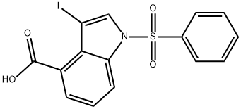 1-(benzenesulfonyl)-3-iodo-1H-indole-4-carboxylic acid 化学構造式