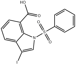 1-(benzenesulfonyl)-3-iodo-1H-indole-7-carboxylic acid 结构式