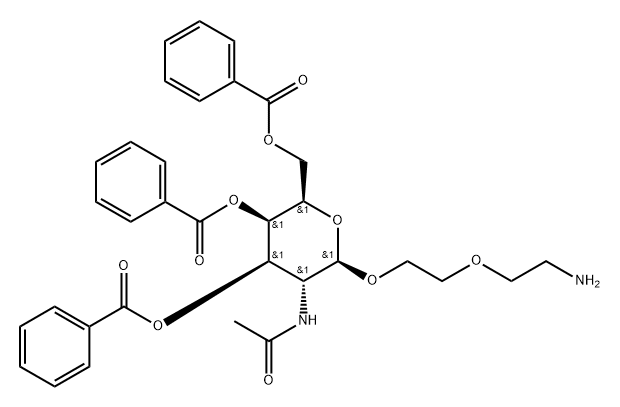 β-D-Galactopyranoside, 2-(2-aminoethoxy)ethyl 2-(acetylamino)-2-deoxy-, 3,4,6-tribenzoate 结构式