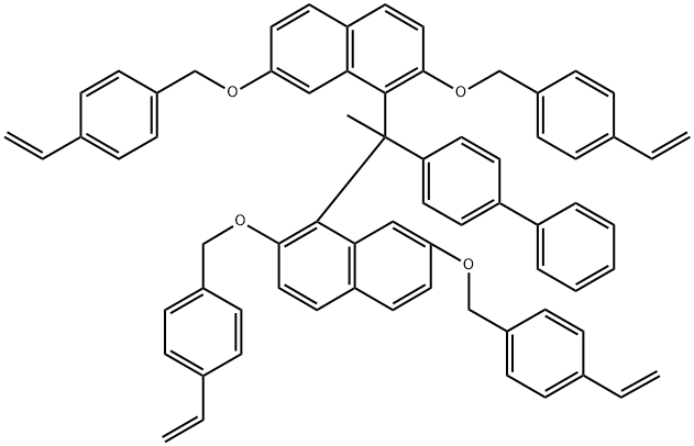 1,1′-(1-[1,1′-biphenyl]-4-ylethylidene)bis[2,7-bis[(4-ethenylphenyl)methoxy]?naphthalene 化学構造式