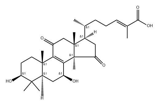 Lanosta-8,24-dien-26-oic acid, 3,7-dihydroxy-11,15-dioxo-, (3β,7β,24E)- Structure