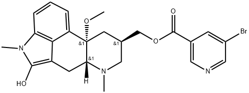 Ergoline-8-methanol, 2-hydroxy-10-methoxy-1,6-dimethyl-, 8-(5-bromo-3-pyridinecarboxylate), (8β)- Struktur