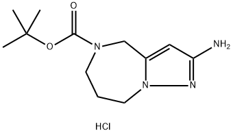 tert-butyl 2-imino-4,6,7,8-tetrahydro-1H-pyrazolo[1,5-a][1,4]diazepine-5(2H)-carboxylate hydrochloride Struktur