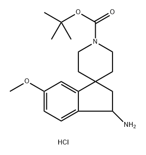 Spiro[1H-indene-1,4′-piperidine]-1′-carboxylic acid, 3-amino-2,3-dihydro-6-methoxy-, 1,1-dimethylethyl ester, hydrochloride (1:1) Struktur