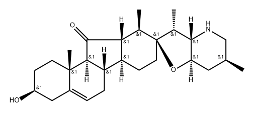 (13R)-17,23β-Epoxy-3β-hydroxy-12β,13α-dihydroveratraman-11-one,21842-58-0,结构式