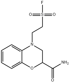 2-(Aminocarbonyl)-2,3-dihydro-4H-1,4-benzoxazine-4-ethanesulfonyl fluoride 化学構造式