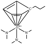 Zirconium, tris(N-methylmethanaminato)[(1,2,3,4,5-η)-1-propyl-2,4-cyclopentadien-1-yl]- Structure