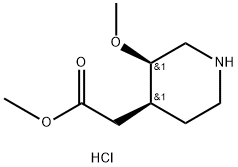 4-Piperidineacetic acid, 3-methoxy-, methyl ester, hydrochloride (1:1), (3R,4S)- Struktur