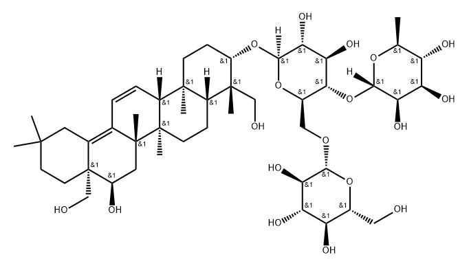 β-D-Glucopyranoside, (3β,4β,16α)-16,23,28-trihydroxyoleana-11,13(18)-dien-3-yl O-6-deoxy-α-L-mannopyranosyl-(1→4)-O-[β-D-glucopyranosyl-(1→6)]-,219690-93-4,结构式
