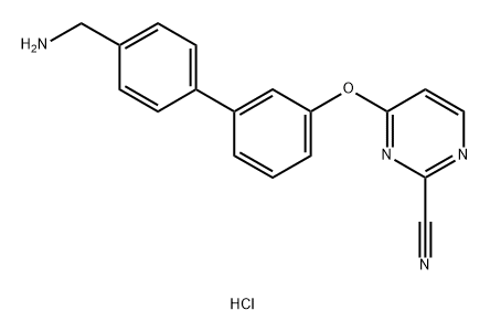 4-((4'-(氨甲基)-[1,1'-联苯]-3-基)氧基)嘧啶-2-腈盐酸盐 结构式